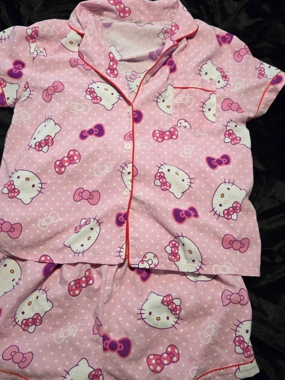 Hello Kitty Pink Short-Sleeve Womens Pajama Set